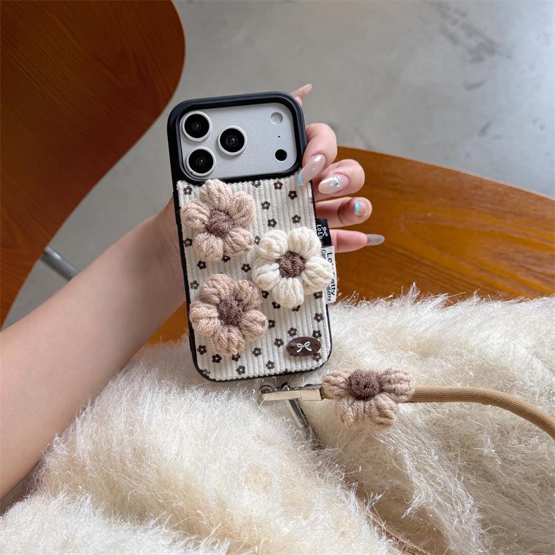 

Elegant 3D Floral Corduroy Phone Case for iPhone 17, 16 Pro Max, 15, 14 iPhone 17 Pro Max