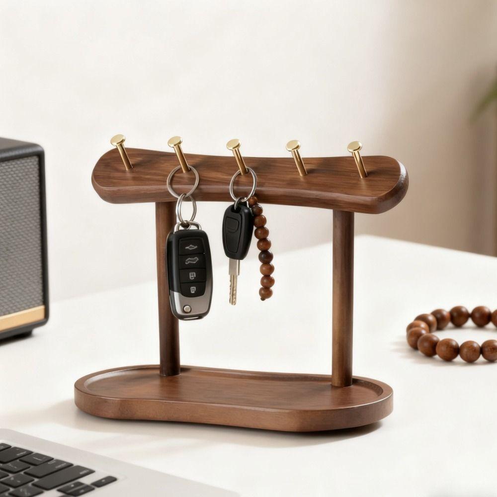 Wooden Key Storage Rack Eco-Friendly Space Saving Jewelry Display Rack Moisture-proof Large Capacity Table Shelf Hallway