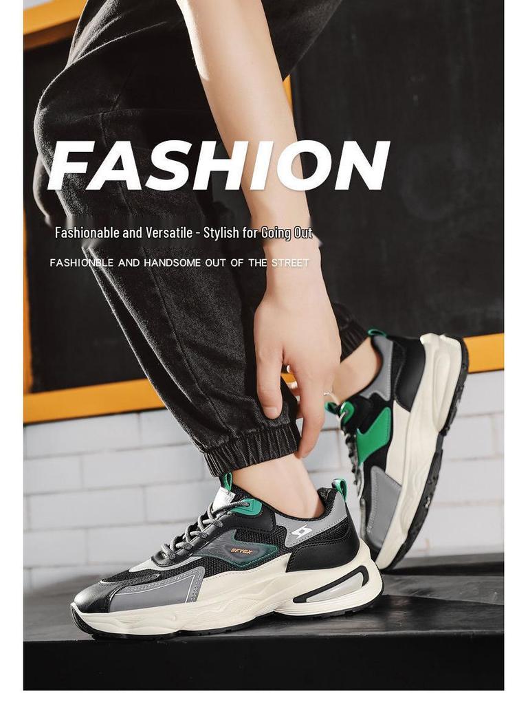 2025 Men's Breathable Mesh Sport Casual Dad Shoes - Odor & Wear-Resistant, Thick-Soled, Versatile Summer Style