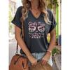 Damen V-Ausschnitt "Girls Trip 2026" Grafik-T-Shirt, Günstiger als Therapie Aufdruck T-Shirt, Lässiges Lockeres Kurzarm Urlaubs Mode Top