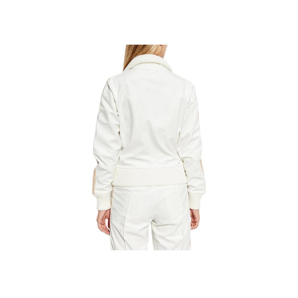 Adidas Originals Logo Embroidered Striped Zip-Up Long Sleeve Stand Collar Jacket Women jackets White IX1057