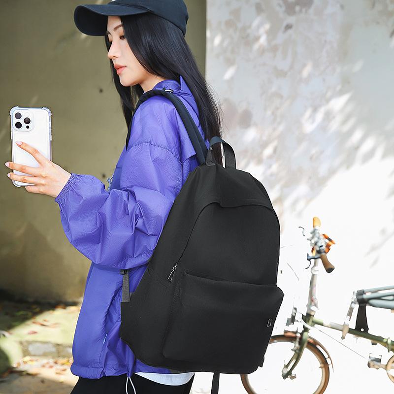 Schoolbag Large Capacity Solid Color Backpack Women's Casual ins Fashion Versatile Junior High School Student School Bag Korean Version Simple Travel 