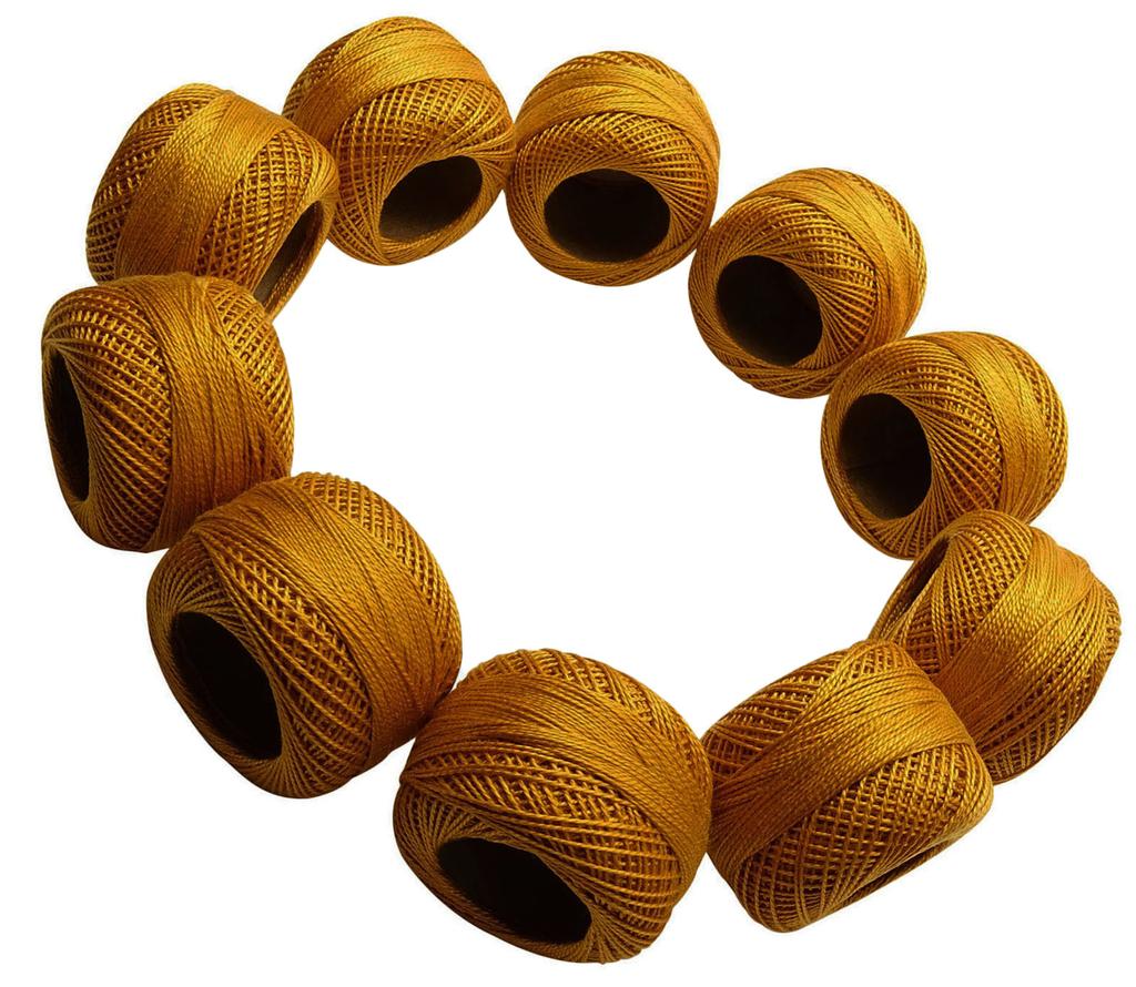 IBA Indianbeautifulart Set of 10 Pieces Yellow Cotton Anchor Knitting Thread Yarn Embroidery