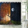 Day And Night Tree Shower Curtain - Waterproof, Mildew-Resistant With Dual Landscape Design For A Unique And Artistic Bathroom