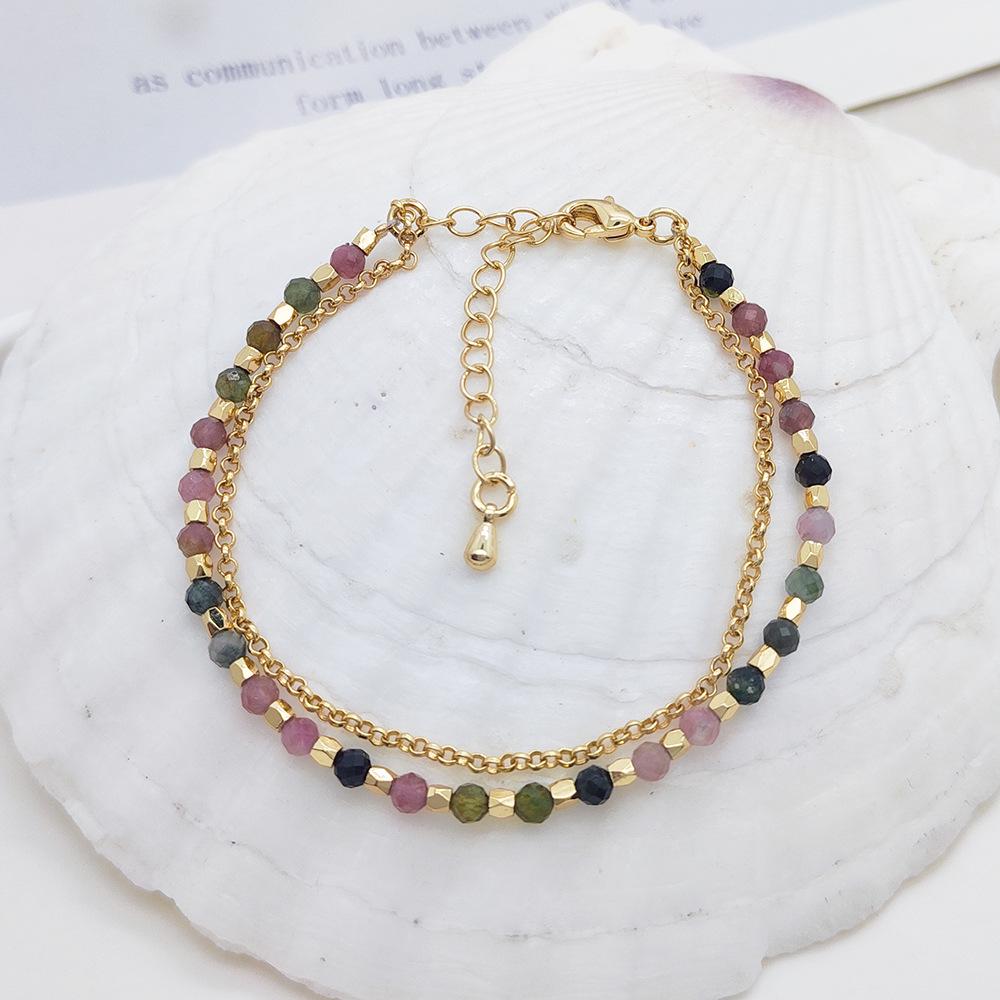 Women's Bohemian Multi-Layered Natural Tourmaline Beaded Bracelet