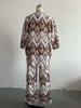 Temu 2024 Summer Women's Loose Plus Size Printed Set: Mid-Sleeve Shirt & Wide-Leg Pants