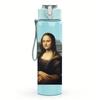 1PC Mona Lisa Classic Portrait 750ml Color Plastic Sports Water Bottle Leakproof Flip Straw Lid For Sports Office Home Use