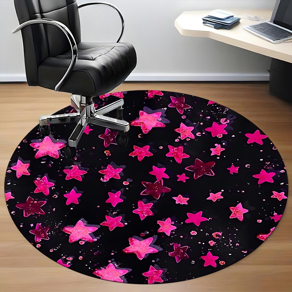 1pc Pink Stars Chair Carpet for Office, Non-slip, Soft and Durable Office Rug, Perfect for Office yy260127125