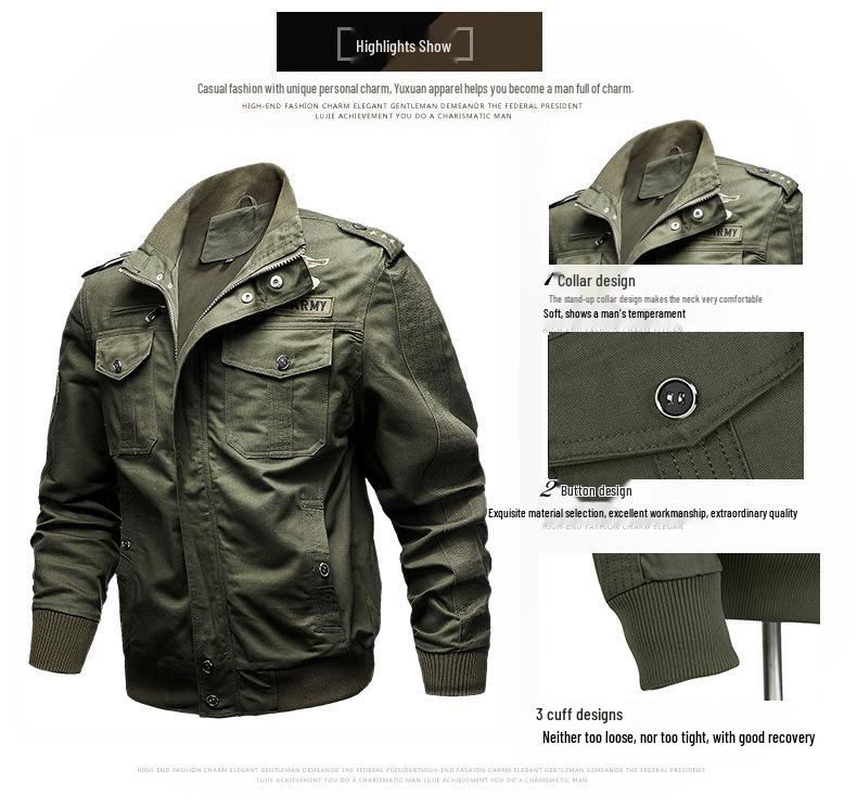 Men's Autumn/Winter Military-Style Cotton Jacket, Plus Size, Trendy Workwear 9931