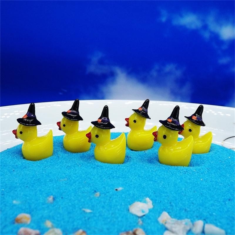 50Pcs Resins Duck Minaiture Statue With Witch Hat Halloween Gift For Moss Terrariums Display Garden Landscape Ornaments