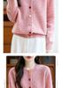 Women's 100% Wool Cardigan Sweater - Round Neck, Colorful Buttons, Loose Fit, Long Sleeve, Casual Autumn/Winter Fashion Outerwear
