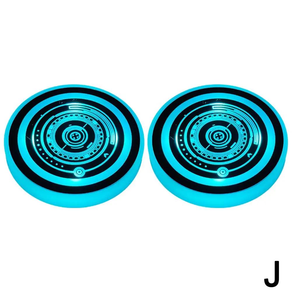 2PCS 7 Color Car LED Luminous Water Coaster Car Cup Holder Interior Decoration Atmosphere Non-slip Coaster Light Mat Bottle I6O4