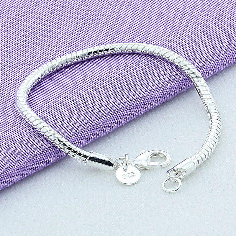 3mm Silver-Plated Snake Chain Bracelet - Trendy European & American Jewelry