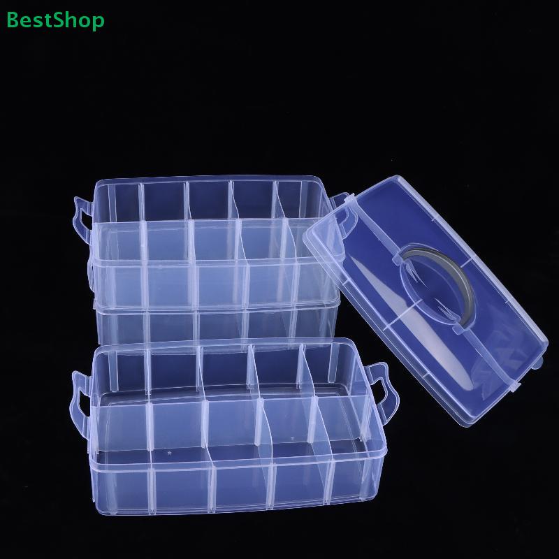 Caixa Organizadora de Plástico Transparente com Compartimentos 15/18/24/28/30/36 Grades, Caixas de Armazenamento para Ferramentas, Parafusos, Estojo para Joias, Brincos