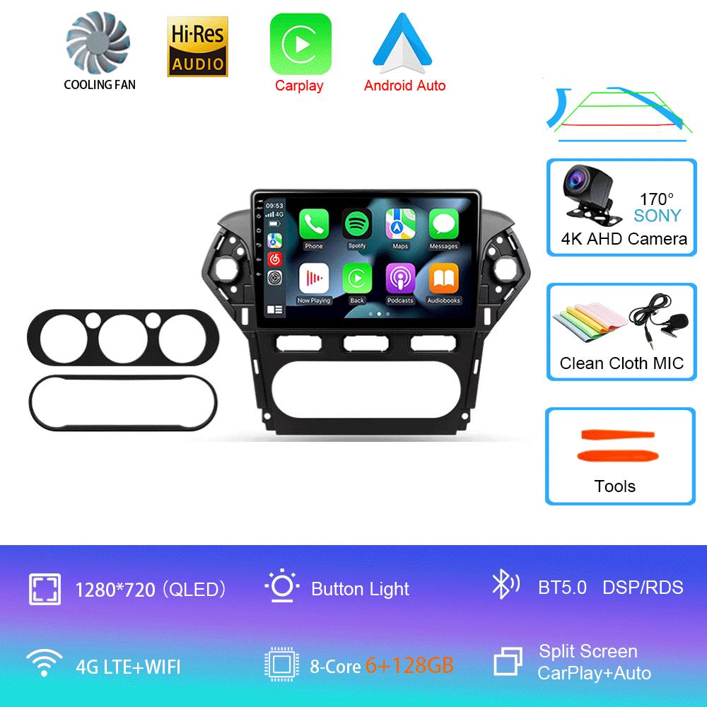 Car Radio Android 14 Carplay Auto For Ford Mondeo 4 Mk4 2010 - 2014 Navigation GPS Multimedia Player Stereo wifi+4G BT Video DVD