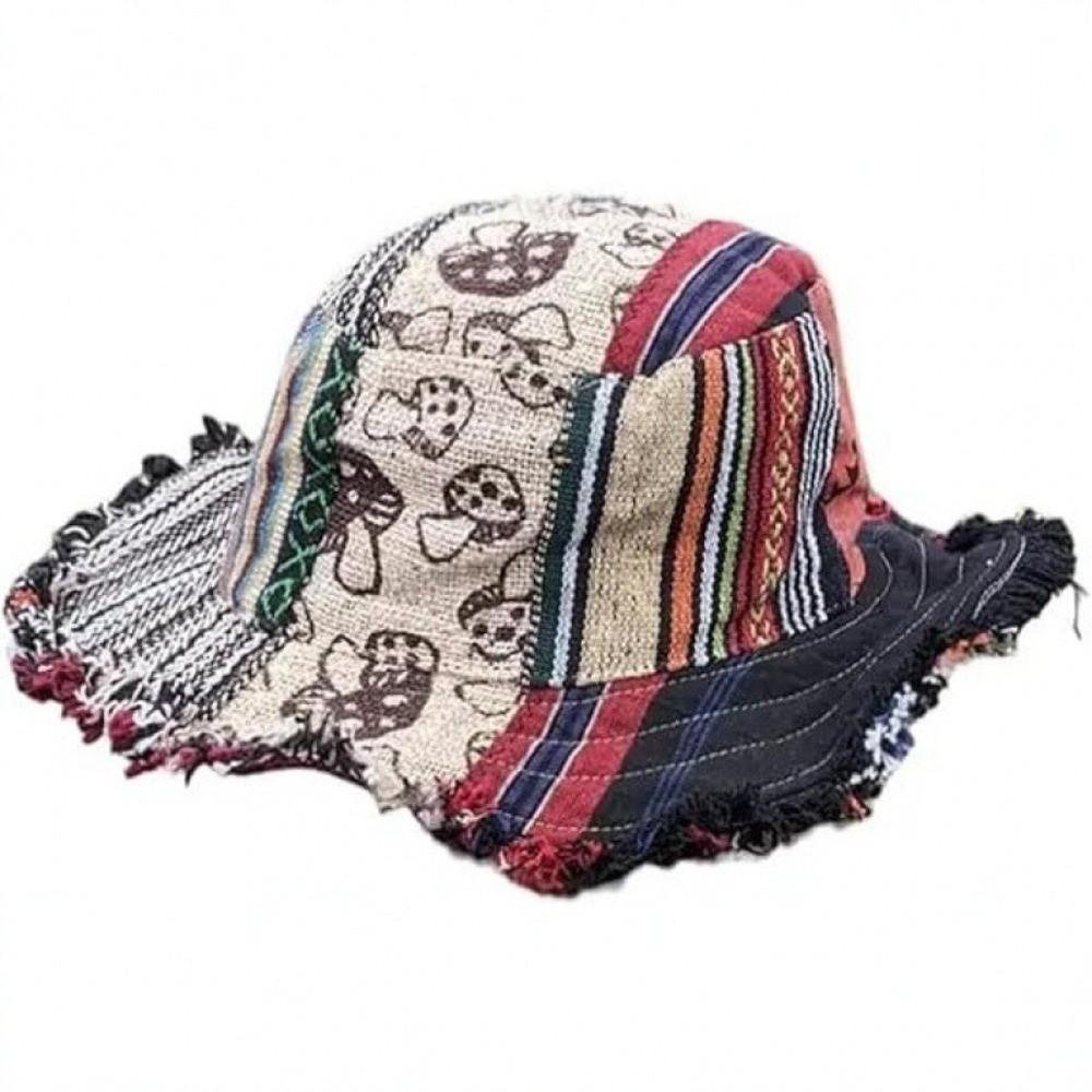 Patchwork Fedorahats with Hidden Hippie Mushroom Straw Cap Creativity PocketPatchworks Hats