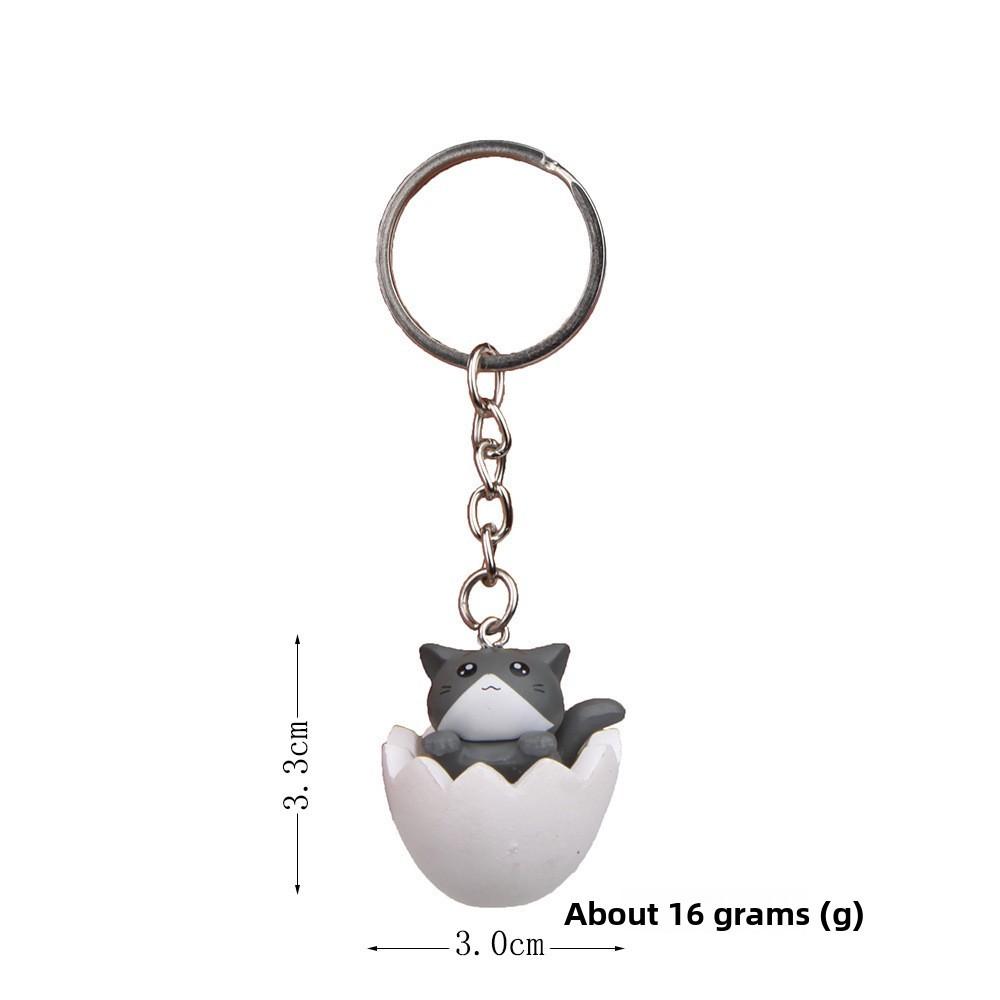 Adorable Eggshell Cartoon Cat Resin Pendants Keychain For Gifts Children