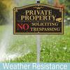 Private Property No Trespassing Sign, 12" x 8" No Soliciting Sign Aluminum with 28" Tall Alloy Stake for Easy Installation, Rust-Free& Fade Resistant