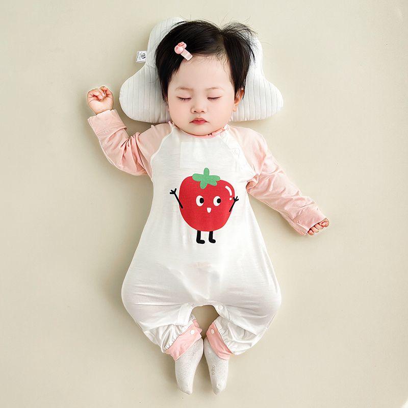 Unisex Baby Modal Long-Sleeve Summer Pajama Bodysuit for Air Conditioning 66cm fits 6-7 kg