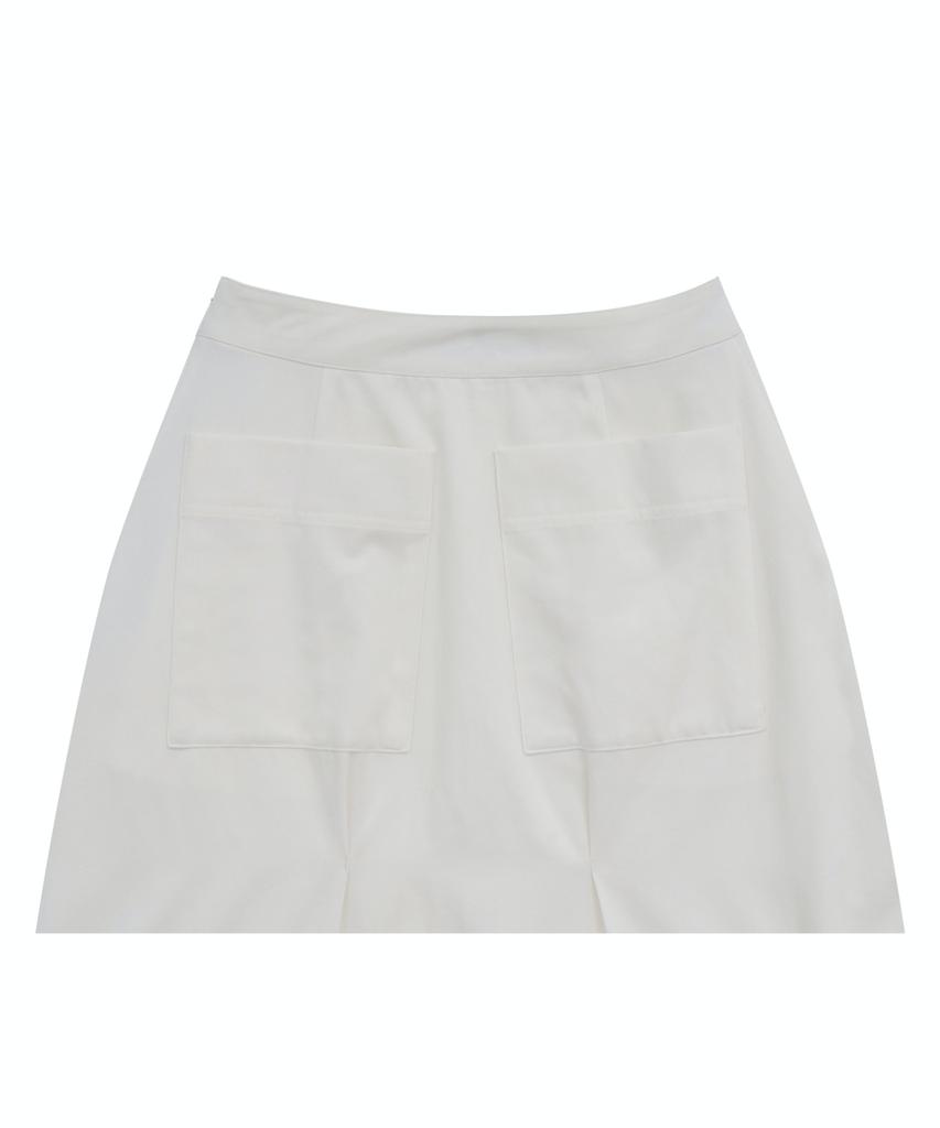 Teulimingbeodeu Bar-Tack Pleated 2-Way Fit Skirt [ White ]
