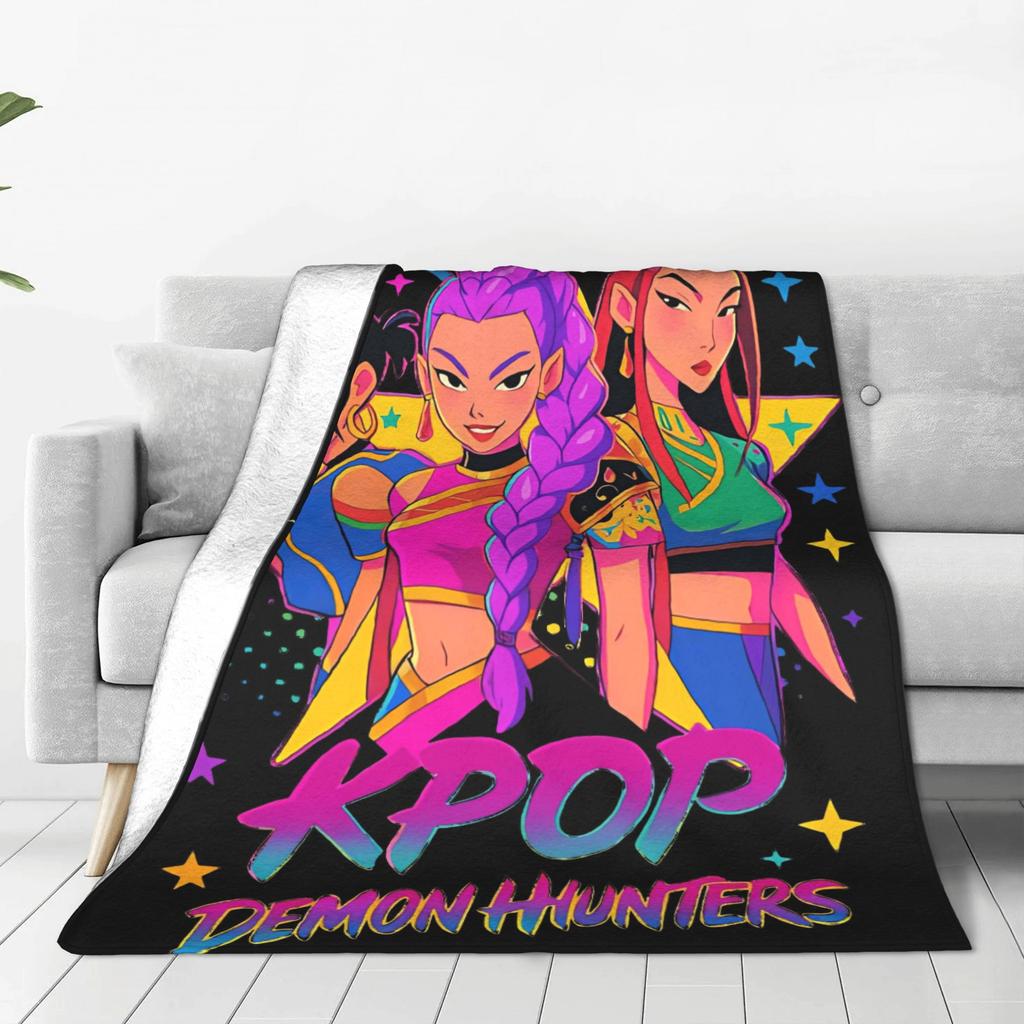 K pop Demon Hunters Blanket Quality Soft Warm  Throw Blanket Winter Kids Living Room Aesthetic Bedspread