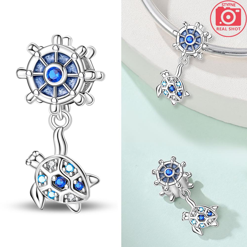 Copper Ocean World Series Sea Blue Turtle Starfish Crab Octopus Charms Bead Fit Bracelet Diy Jewelry Gift