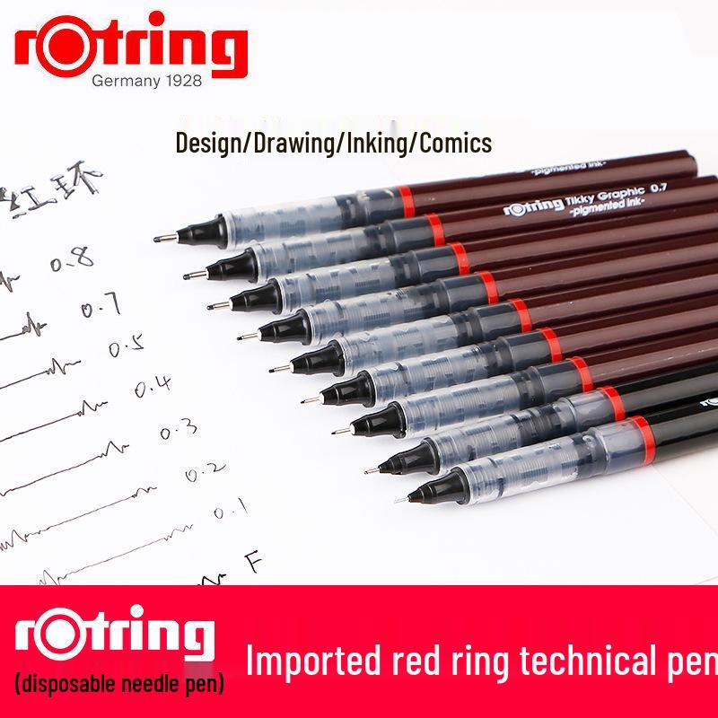 Rotring Red Ring Technical Inking Pen Set, 0.1-0.8mm for Manga and Drawing