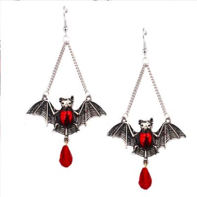 New Punk Style Jewelry Accessories Alloy Gothic Bat Red Oil Drop Five-pointed Star Cross Coffin Hook Pendant Earring Jewelry