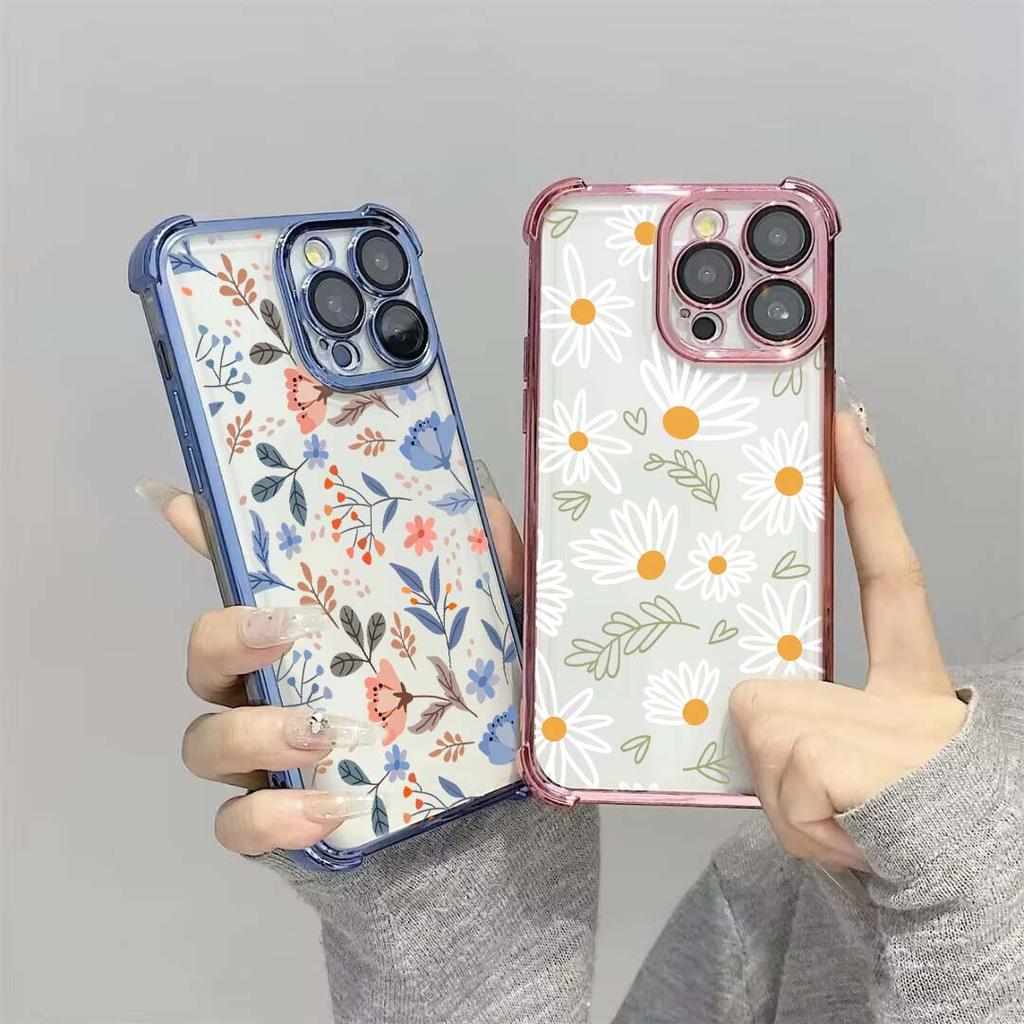 Purple Flowers Leaf Cover For Realme 15T 15 14 13 12 11 Plus Pro 5G C85 C71 C65 C53 C55 C35 C85 C21Y Air-Guard Corners Case Sof