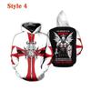 Felpa con cappuccio da uomo Knight Templar, stampata in 3D, da uomo e da donna, casual, con cappuccio, pullover, hip hop, harajuku, streetwear, top