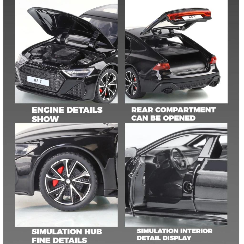 Simulación Escala 1/32 RS7 Coche Deportivo Aleación Fundición a Presión Metal Modelo Juguetes Educativos y Divertidos para Niños Regalo para Niños Adorno de Exhibición Coleccionar