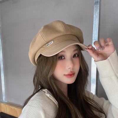 Autumn and Winter Retro Style Simple Big Head Circumference Painter Hat British Versatile Face Small Beret