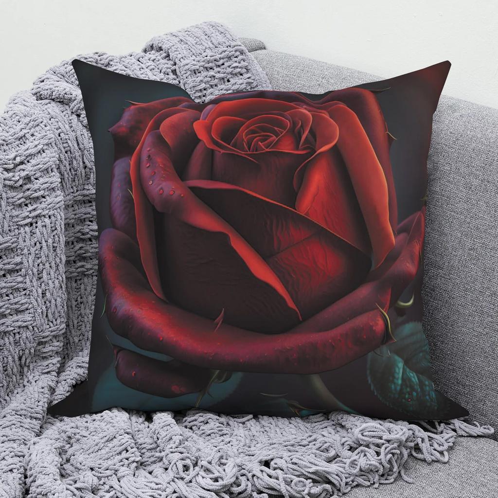 Cushion Cover Modern Sofa Square Pillowcase Home Decor Rose Flower Throw  Pattern