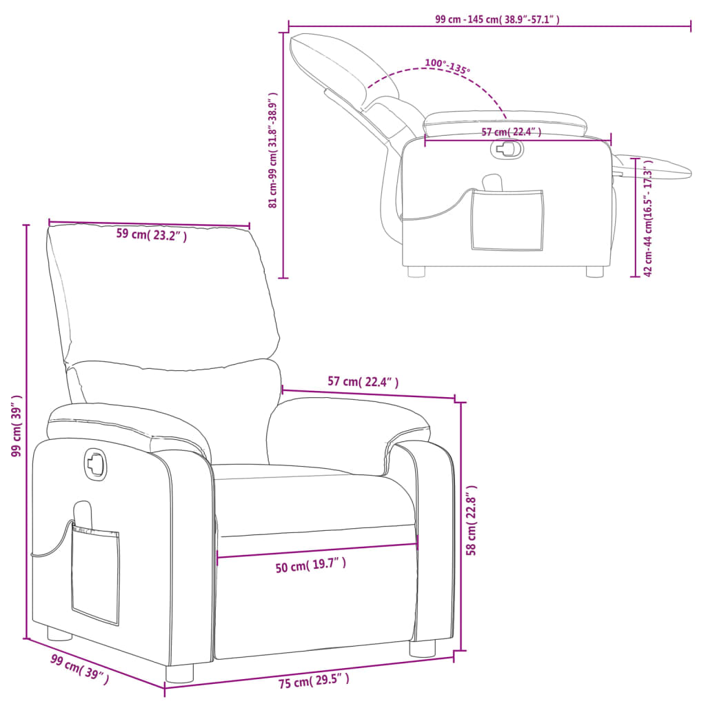 Massage Recliner Chair Light Grey Fabric