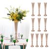 10 Pcs Floral Metal Trumpet Vase, Tall Wedding Centerpiece for Table Decor, Gold Flower Vase for Birthday Anniversary Party