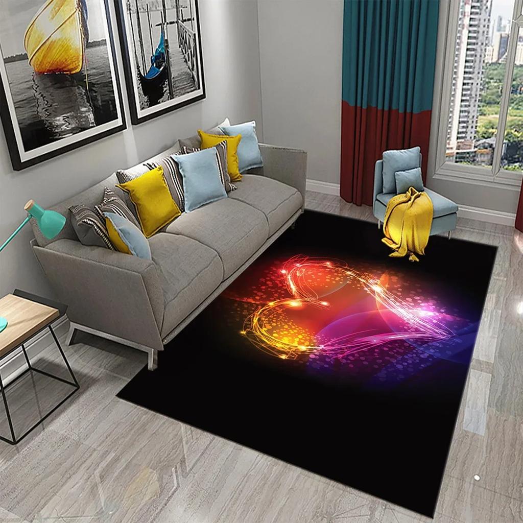 3D Buntes Herz Liebe Muster Teppich Badezimmer Anti-Rutsch Bodenmatte Teppich Teppich Wohnzimmer Schlafzimmer Eingang Fußmatte Dekor