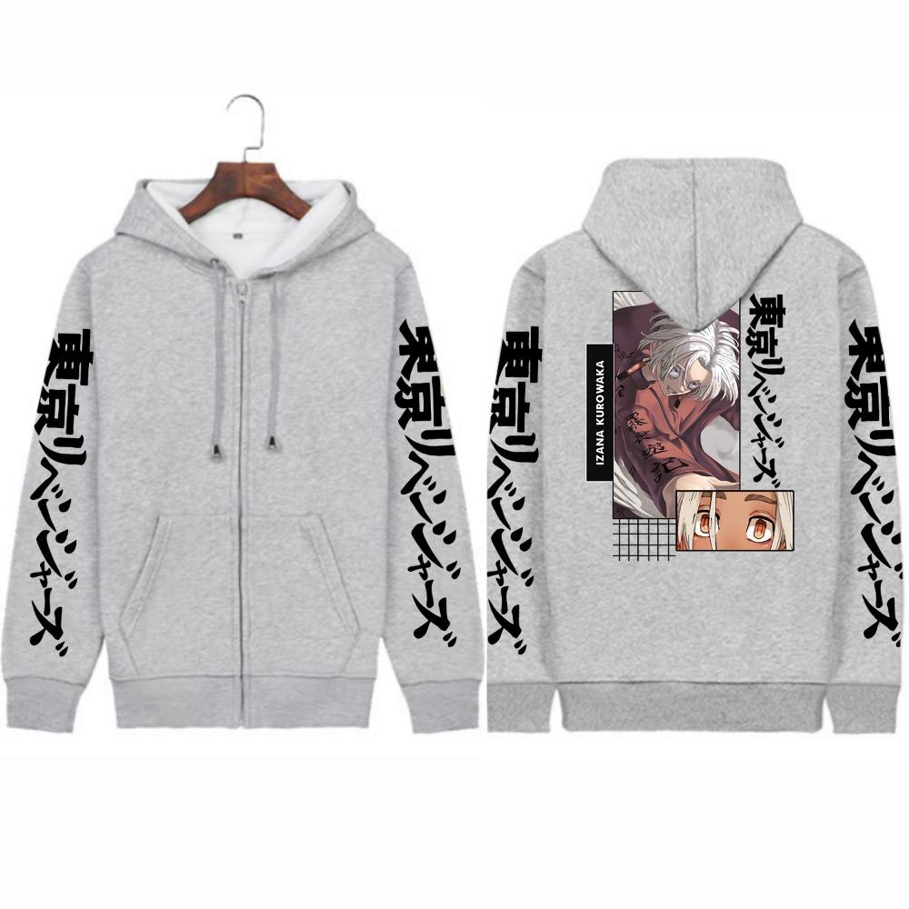 Kurokawa Pattern Printed Hoodie Tokyo Avengers Anime Street Dress Men's and Women's Zipper Hoodie Harajuku Sportswear Zipper Jacket