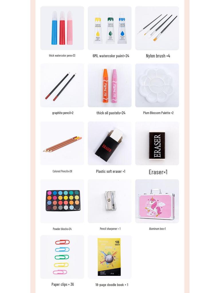 200-Piece Portable Art Set: Watercolor Pencils, Crayons, Acrylic Paints & Colored Pencils in Aluminum Box for Kids