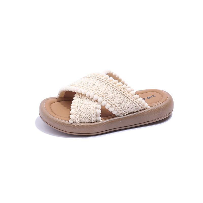 2026New Summer Girls' Slippers Bohemian Style Children's Baby Shoes Open-Toe Non-Slip Toddler Sandals