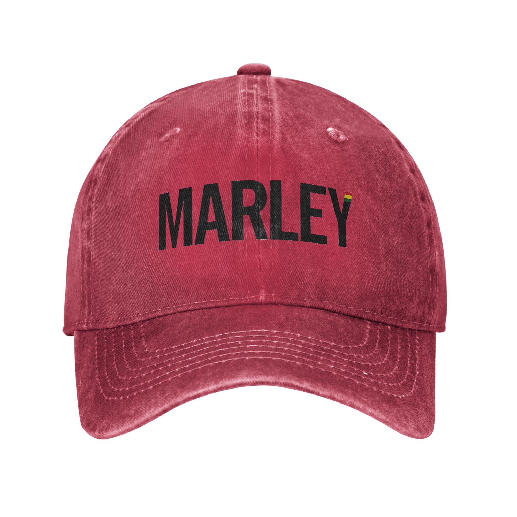 Marley Baseball Caps Retro Distressed Denim Bob Marley Reggae Rasta Snapback Hat Unisex Style All Seasons Travel Gift Hat One Size