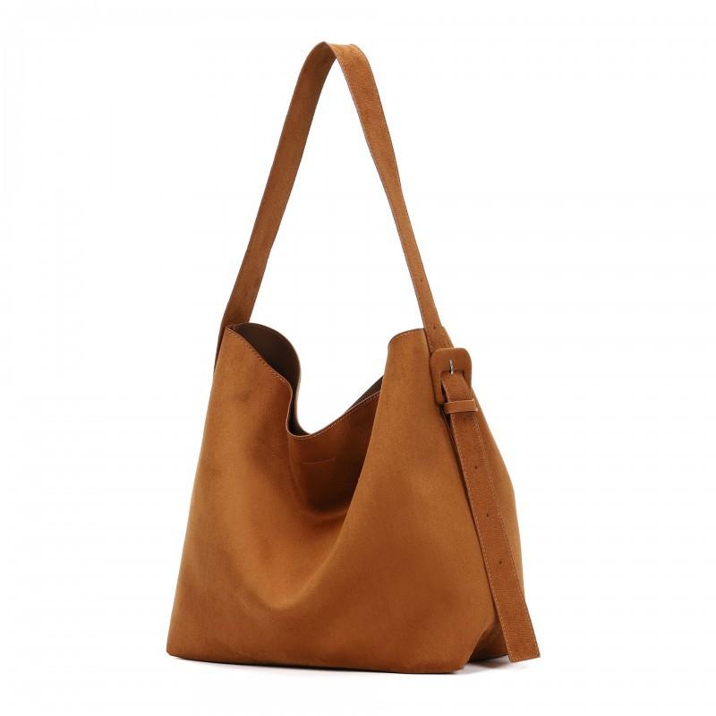 American Retro Brown Large Capacity Shoulder Bag Women s 2026 Trendy Suede Fashionable All-match Tote коричневый
