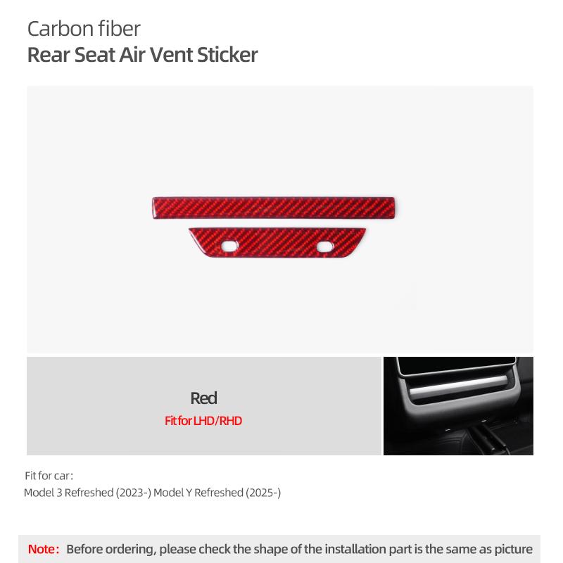 

Real Carbon Fiber For Tesla Model Y Juniper Model 3 Highland Rear Air Vent Outlet Cover Trim Sticker Car Interior Accessories