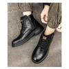 Botas de Cano Curto de Couro Estilo Britânico com Cadarço Botas Masculinas Botas Clássicas de Motociclista Sapatos Masculinos de Cano Alto