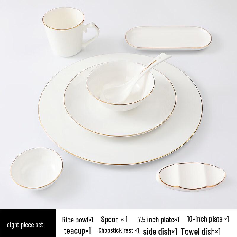 Gold-Rimmed Bone China Dinnerware Set