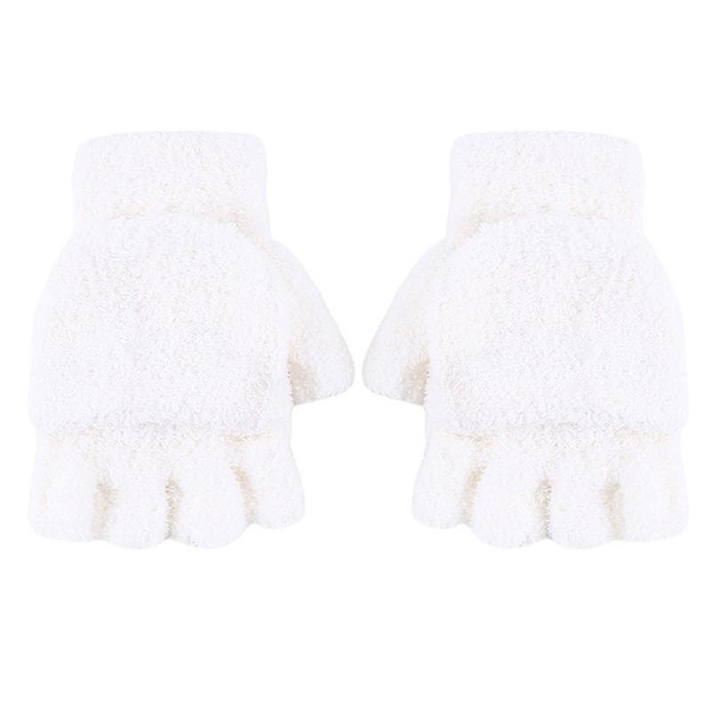 Winter Warm Women's Half Finger Gloves Multi Functional Flip Cute Coral Fleece Warm Cold-proof Soft Comfortable Female's Gloves