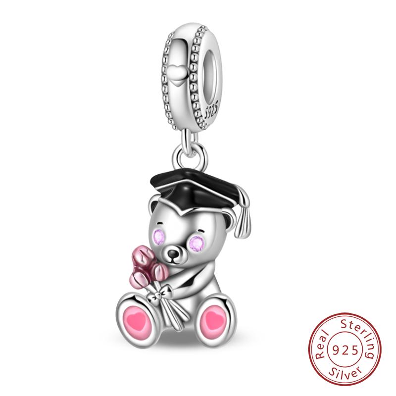 100% Copper Cute Little Bear Butterfly Flamingo Charms Beads Rose Princess Pendants Fit Diy Bracelets Jewelry Gifts