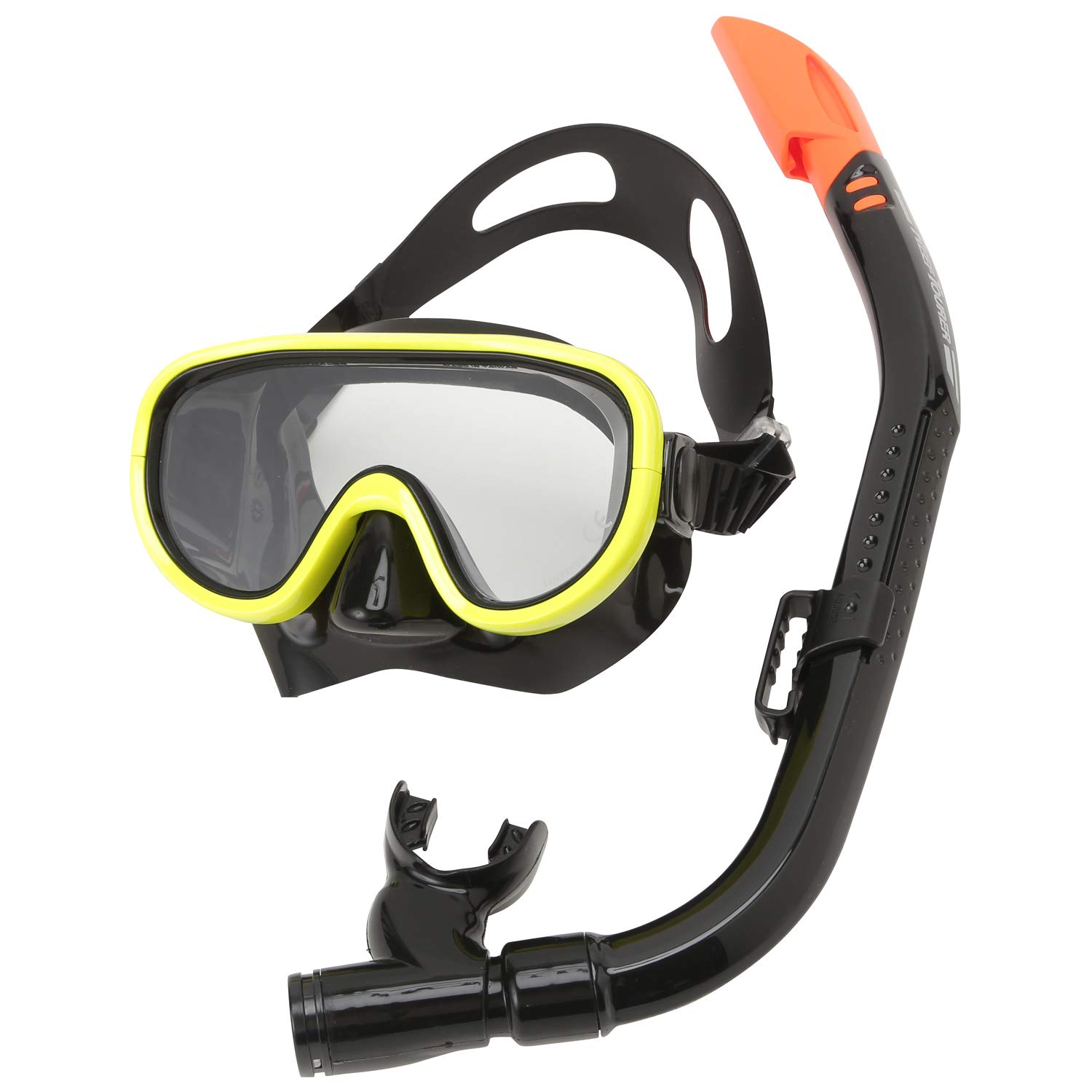 

REEF TOURER Snorkeling Mask Snorkel for Adults Set Silicone Black Fresh Yellow RC0110 2-Piece