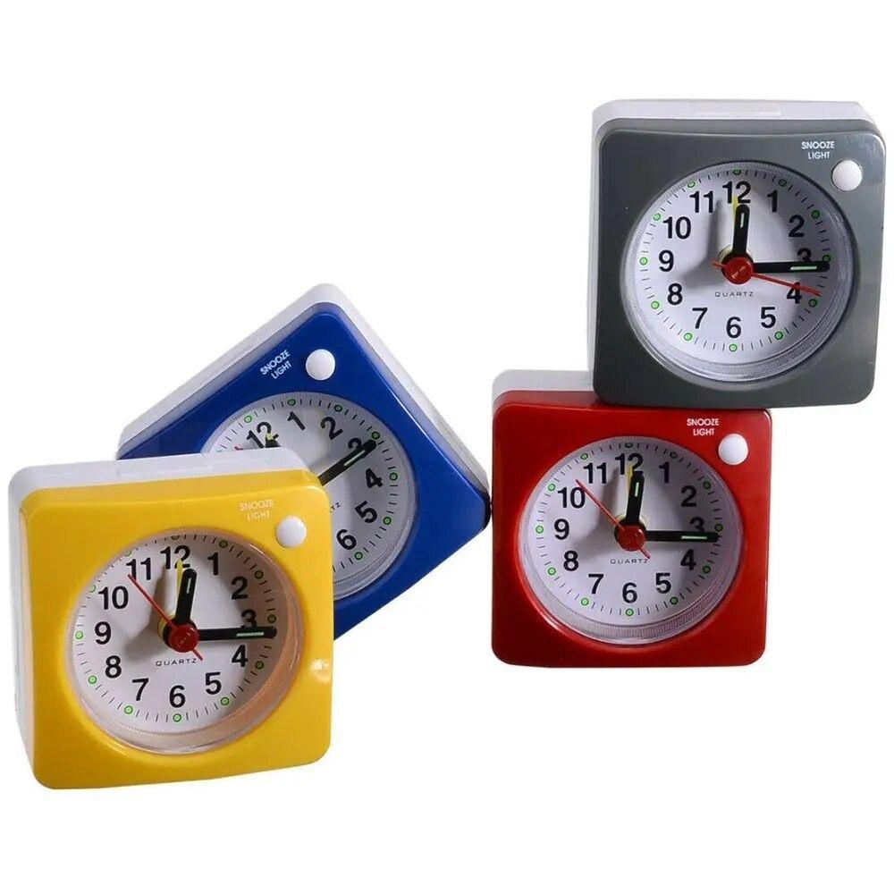 Portable Square Alarm Clock With Light Student Silent Clock Simple Small Travel Clock  Home