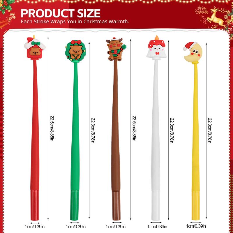 5-30Pcs Cartoon Christmas Rocking Pens Kids New Year Gifts Stationery 2025 Christmas Party Decor Supplies Black Ink Writing Pen
