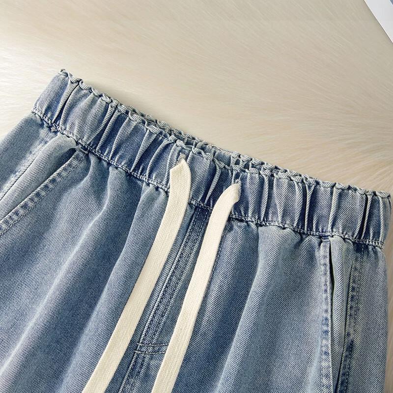 Women's Lyocell Blend Drawstring Elastic Waist Jeans